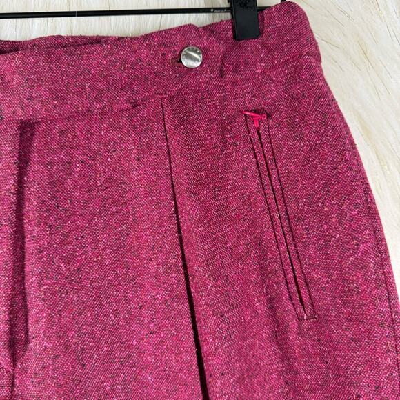 Escada Pink Pink Herringbone Wool Tweed Straight Leg Dress Pants Womens Sz 40 M - Picture 4 of 11